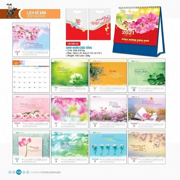 Tổng hợp mẫu lịch để bàn chữ A đẹp và mới nhất năm 2021