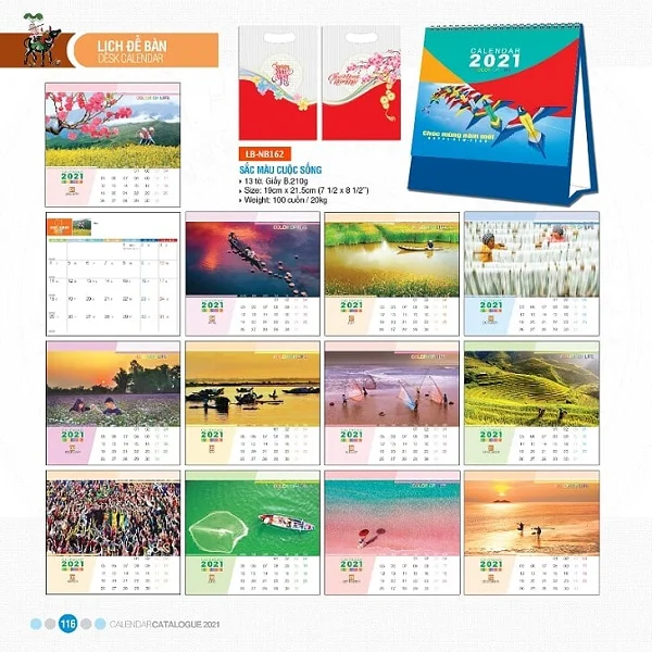 Tổng hợp mẫu lịch để bàn chữ A đẹp và mới nhất năm 2021