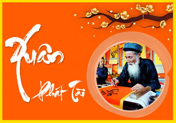 Hình ảnh ông đồ được khéo léo đưa vào thiệp chúc mừng năm mới 