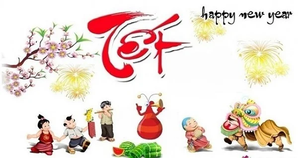 Không khí tết cổ truyền được thể hiện qua mẫu thiệp chúc mừng năm mới