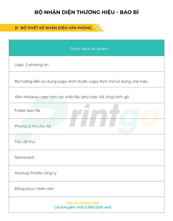 Bảng báo giá thiết kế bộ nhận diện văn phòng ưu đãi hấp dẫn
