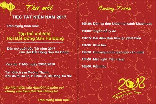 Tổng hợp các mẫu thư mời tất niên hay, ý nghĩa và ấn tượng nhất