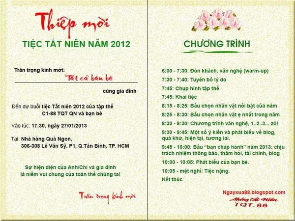 Tổng hợp các mẫu thư mời tất niên hay, ý nghĩa và ấn tượng nhất