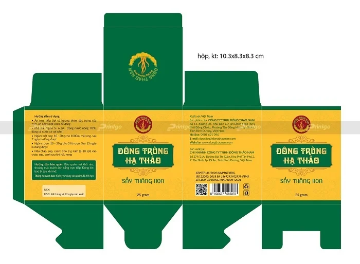 Printgo x Đông Thảo Nam: Trọn bộ bao bì cao cấp cho sản phẩm Đông trùng hạ thảo 