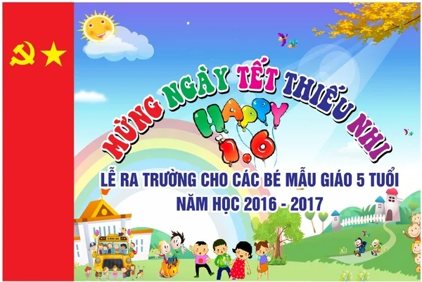 Dịch vụ thiết kế và in Backdrop Quốc tế thiếu nhi 1/6 đẹp, chuyên nghiệp