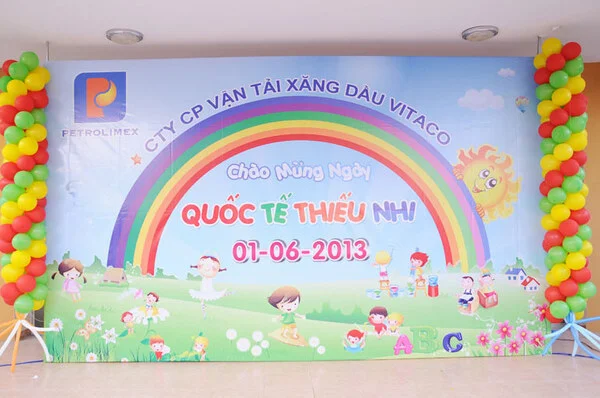 Dịch vụ thiết kế và in Backdrop Quốc tế thiếu nhi 1/6 đẹp, chuyên nghiệp