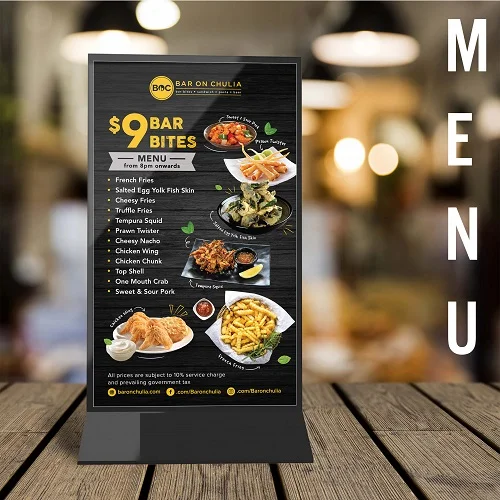 Kích thước menu dạng mica để bàn