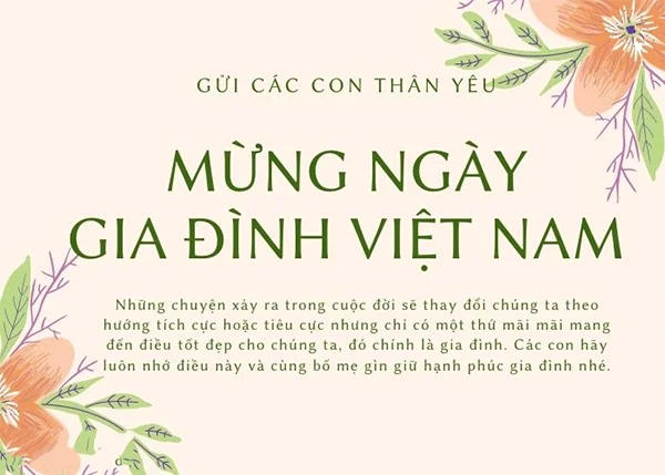 Top 20+ mẫu thiệp chúc mừng ngày Gia đình Việt Nam đẹp