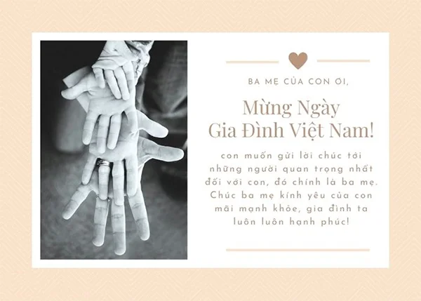 Top 20+ mẫu thiệp chúc mừng ngày Gia đình Việt Nam đẹp