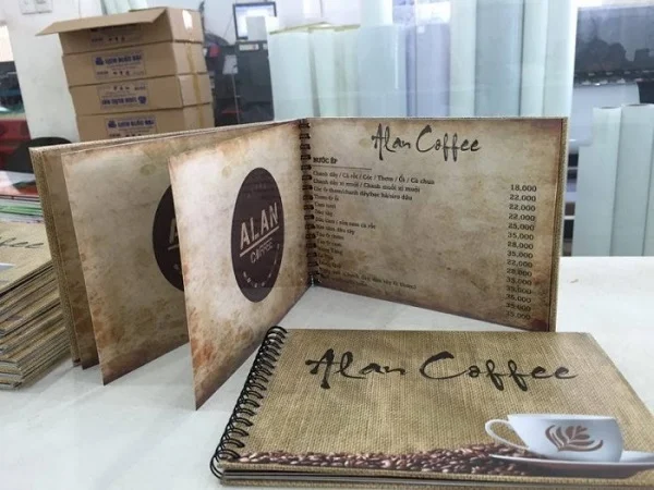 Kích thước menu bìa bồi cứng