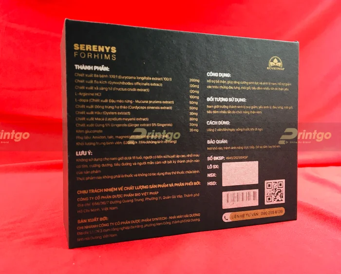 Printgo x Serenys: Thiết kế và in hộp đựng sản phẩm sinh lý nam cao cấp