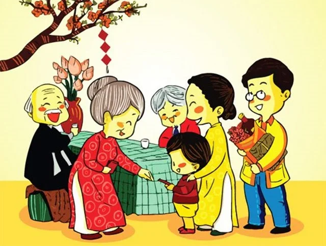 Vẽ tranh chủ đề chúc Tết ông bà giàu ý nghĩa