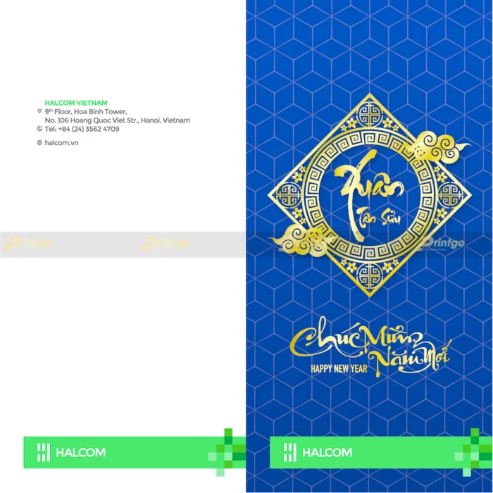 Printgo x Halcom: Thiết kế, in ấn lịch để bàn, thiệp và lì xì mang phong cách đặc trưng của thương hiệu
