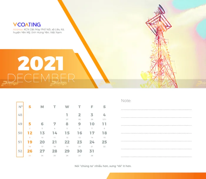 Printgo x V-COATING: Bộ lịch để bàn và lịch treo tường ấn tượng cho ngành công nghiệp