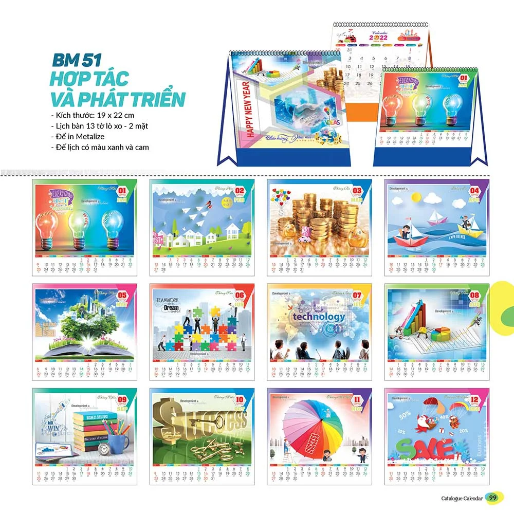 Mẫu lịch bàn 2022