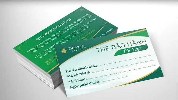Chất liệu, kích thước phiếu bảo hành