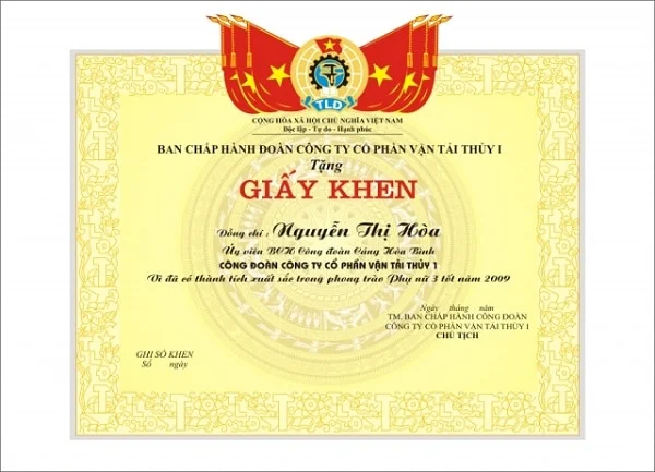 Mẫu giấy khen công đoàn là gì?