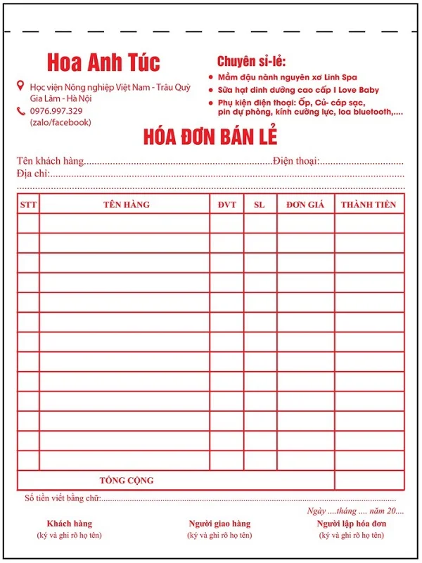 Download 10+ mẫu hóa đơn bán lẻ A5 chuẩn và đẹp nhất