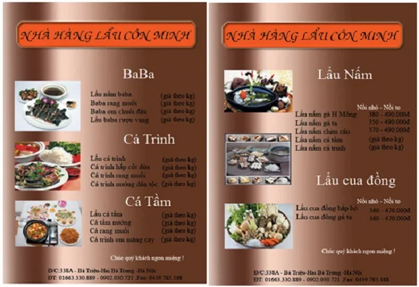 mẫu menu nhà hàng ấn tượng