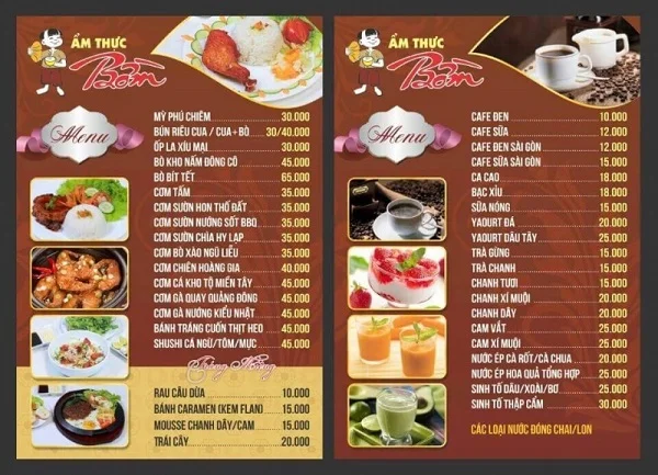mẫu menu nhà hàng ấn tượng