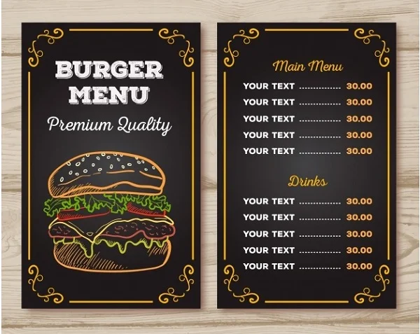 mẫu menu nhà hàng thu hút khách