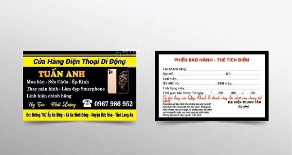 Mẫu phiếu bảo hành điện thoại đẹp