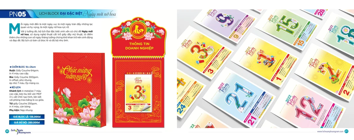 Cập nhật các mẫu lịch tết Xuân Phương Nam 2022 mới nhất