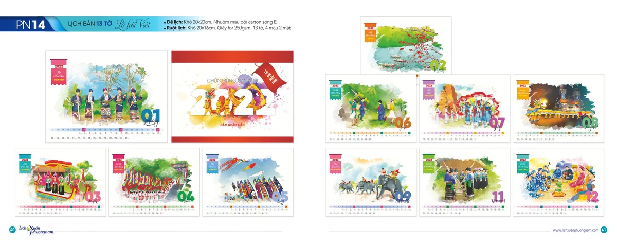 Cập nhật các mẫu lịch tết Xuân Phương Nam 2022 mới nhất
