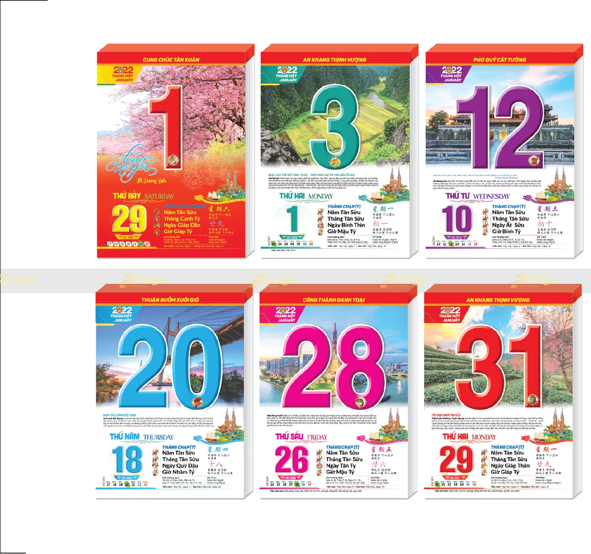 Các mẫu lịch tết Đại Viết Á 2022 đẹp