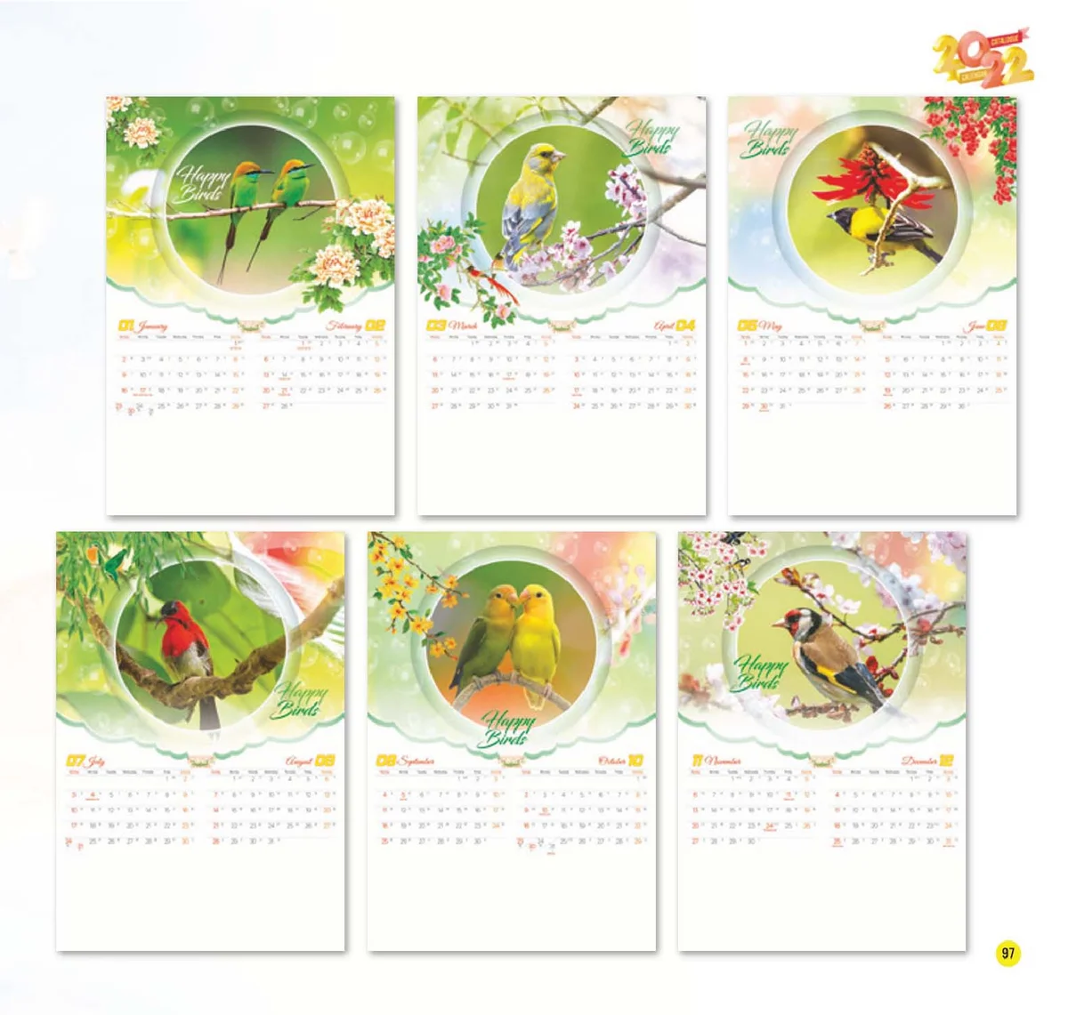 Mẫu lịch đa dạng sáng tạo