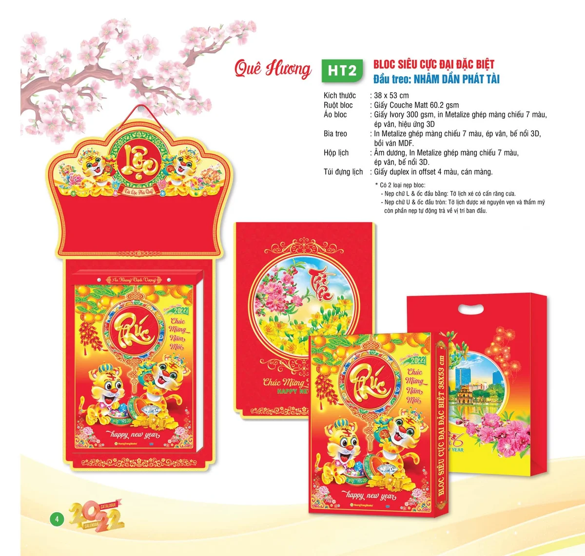 Lịch bloc đầu treo "Nhâm Dần Phát Tài"