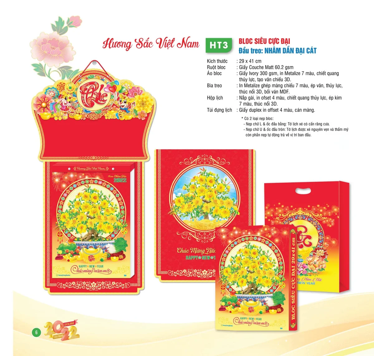 Lịch bloc đầu treo "Nhâm Dần Đại Cát