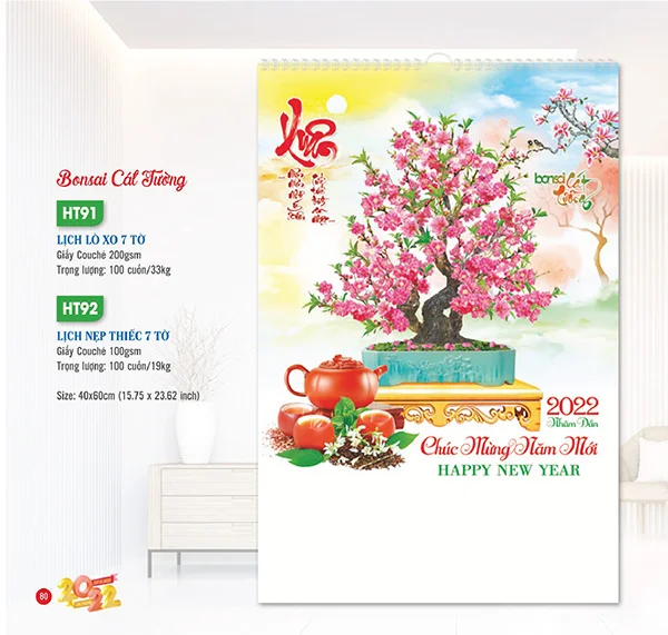 Mẫu Lịch treo tường "Bonsai Cát Tường"
