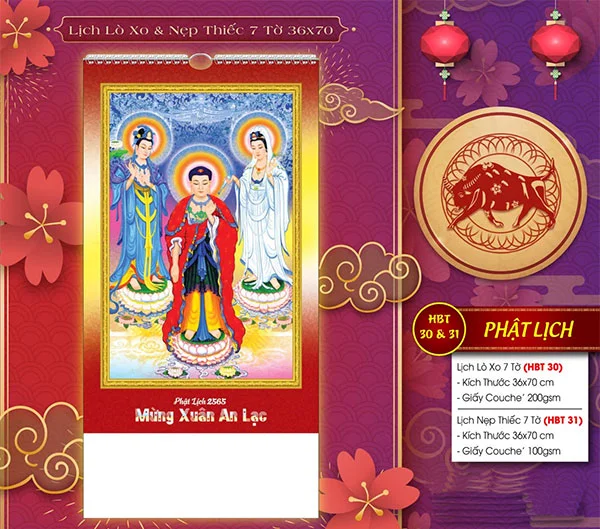 Các mẫu lịch Phật giáo đều sẽ toát lên sự an nhiên, cực lạc