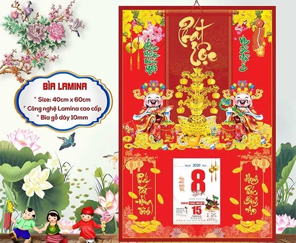 Sử dụng phong cách thư pháp cho các mẫu lịch tết