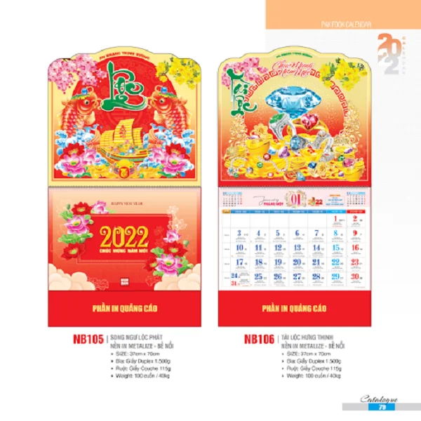 các mẫu in lịch lò xo giữa mini 2022 đẹp