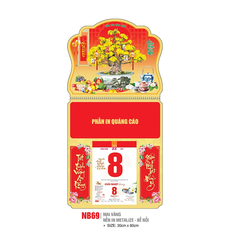 các mẫu in lịch lò xo giữa mini 2022 đẹp