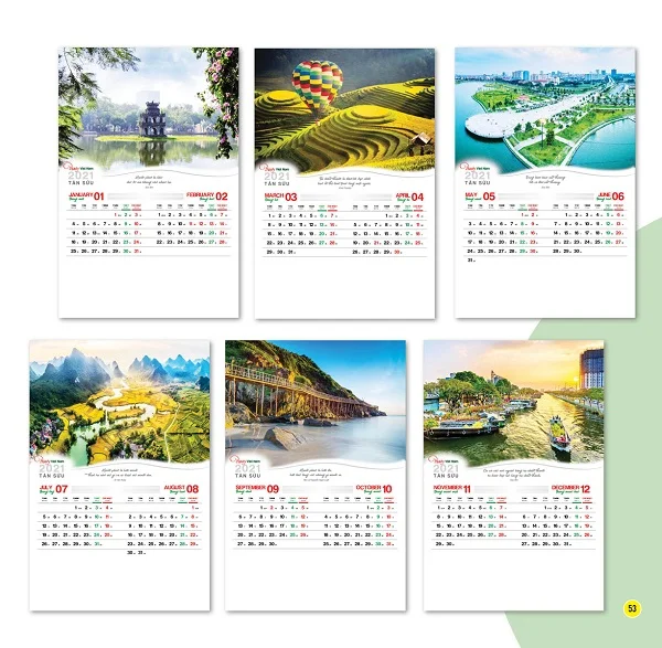In lịch nẹp thiếc 7 tờ uy tín, giá rẻ tại Hà Nội và TP.HCM 