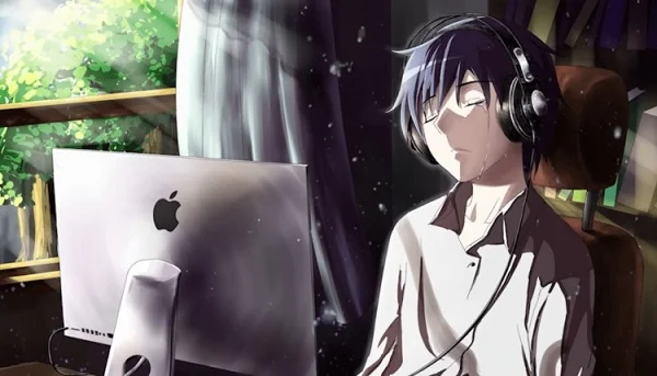 Hình ảnh nhân vật anime nam với tâm trạng buồn, cô đơn