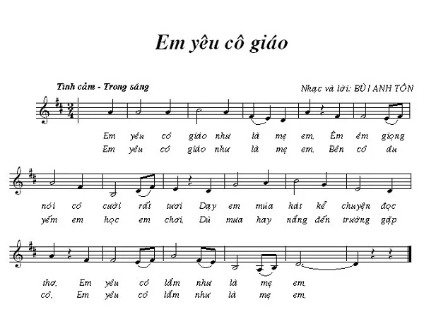 Giai điệu bài hát Em yêu cô giáo