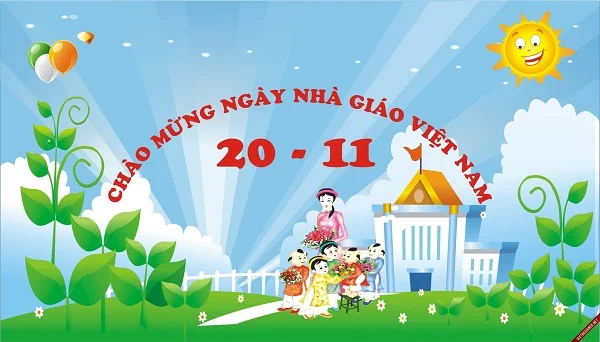 Hình ảnh các em học sinh tặng quà 20/11 cho cô giáo mầm non