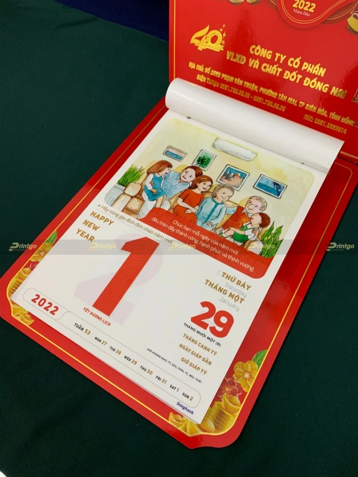VLXD & Chất đốt Đồng Nai và Printgo: Thiết kế và in ấn bộ lịch tết chào xuân 2022 mang nhiều dấu ấn