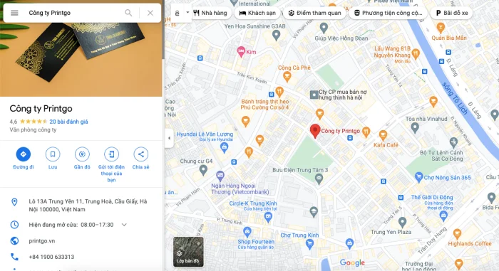 Hướng dẫn đường đi đến văn phòng của Công ty Printgo tại Hà Nội