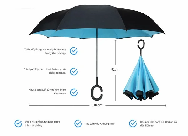 Ô gấp ngược làm quà tặng doanh nghiệp Ô gấp ngược làm quà tặng doanh nghiệp