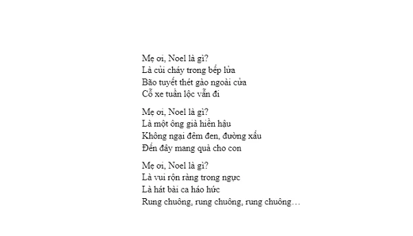 Bài thơ về giáng sinh cho trẻ mầm non