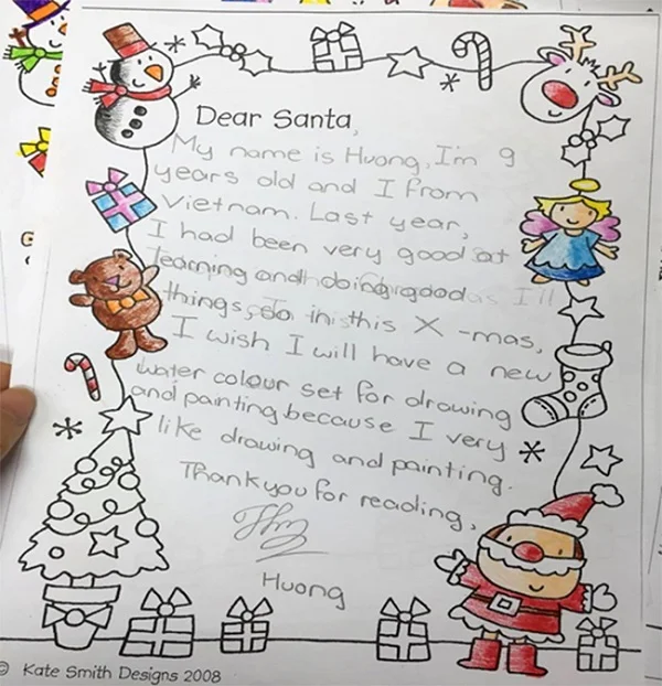 Cách viết thư gửi ông già Noel bằng tiếng anh