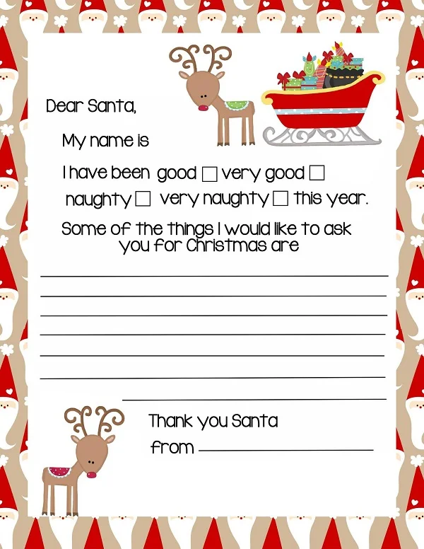 Mẫu thư cho ông già Noel bằng tiếng Anh có sẵn