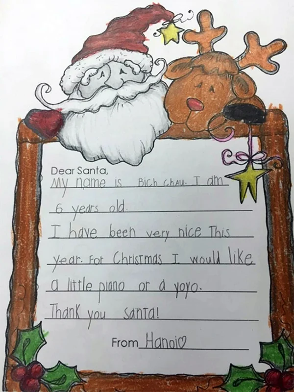 Cách viêt thư gửi ông già Noel bằng tiếng Anh đơn giản