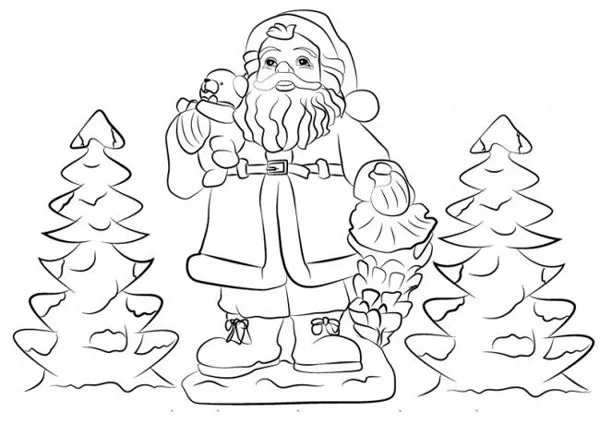 In hình ông già Noel cho bé tô màu