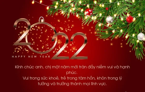 Mẫu thiệp chúc mừng năm mới với tông màu đỏ nổi bật
